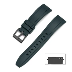 High - Quality Vulcanized FKM Rubber Quick Release Watch Strap - 21mm (Green black)