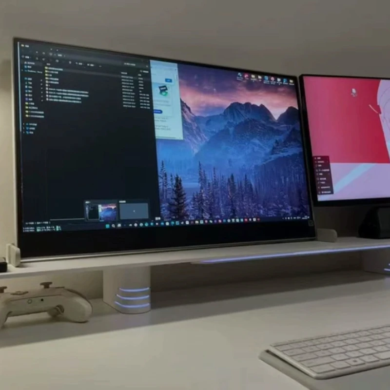 RGB 모니터 라이저 스탠드 탄소강 패널 e스포츠 모니터 홀더 데스크탑 정리대 모니터 선반 가정용 수납 랙