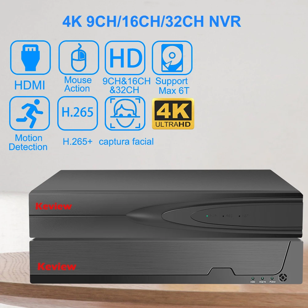 H.265+ NVR 8CH 16CH 32CH DVR CCTV NVR 4K 8MP 5MP 4MP 3MP 2MP IP Network Video Recorder For Surveillance Camera System Kit