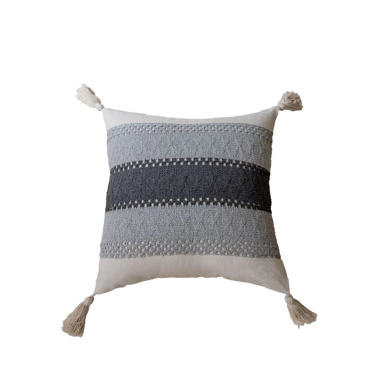 Boho Decorative Throw Pillow Cover with Tassels (Pillow Insert Not Included)