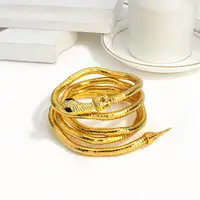 AENSOA 2025 nouveau Punk multicouche en alliage de métal or noir couleur Cool Bendy serpent collier Bracelet pour femmes hommes gros bijoux 6