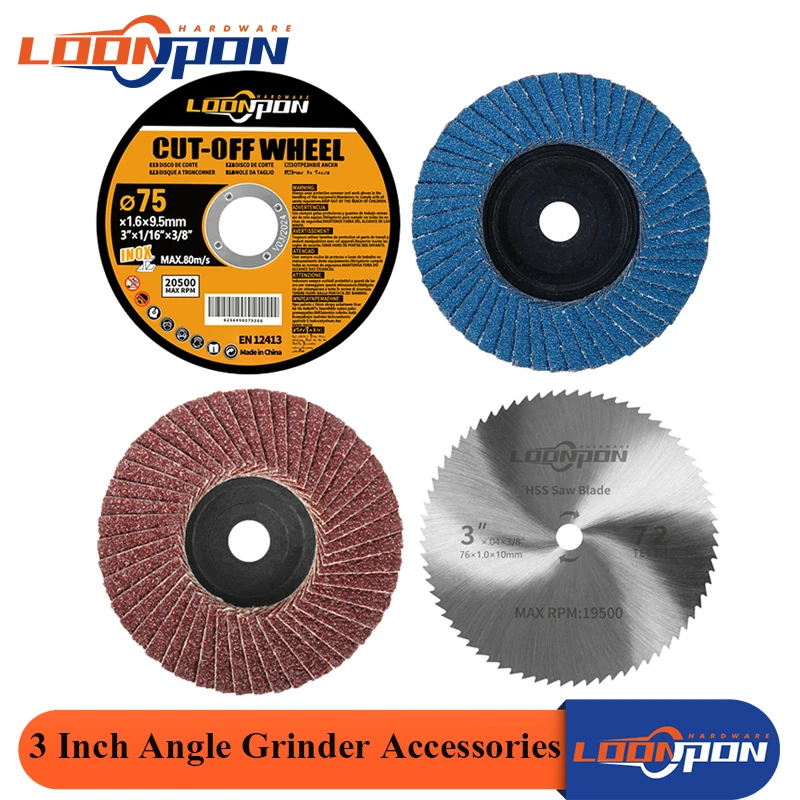 Cutting Disc Grinding Disc HSS/Carbite Cutting Disc Polishing Disc 75mm Diameter 10mm Bore Grinding Multifunction Electric Angle Grinder Attachment