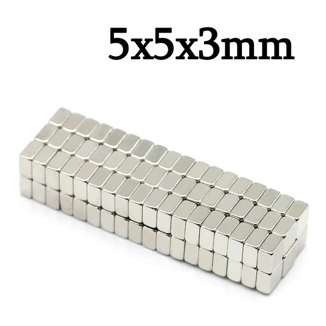 แม่เหล็กนีโอไดเมียมทรงบล็อกขนาด 5x5x3 มม. แรงสูงพิเศษ แม่เหล็กทรงพลัง N35 แม่เหล็กถาวรขนาดเล็ก NdFeB แม่เหล็กติดตู้เย็น 5x5x3 1