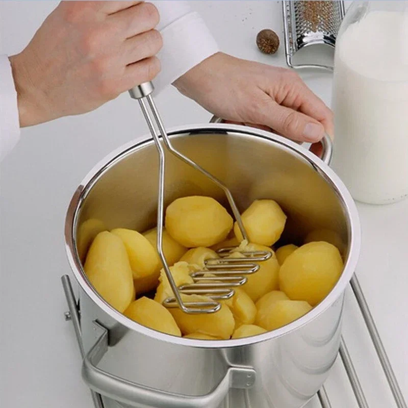 Manual Potato Masher Stainless Steel Press Puree Rice Masher Kitchen Gadget For Making Smooth Mashed Potatoes Fruit Crusher 1PC potato masher