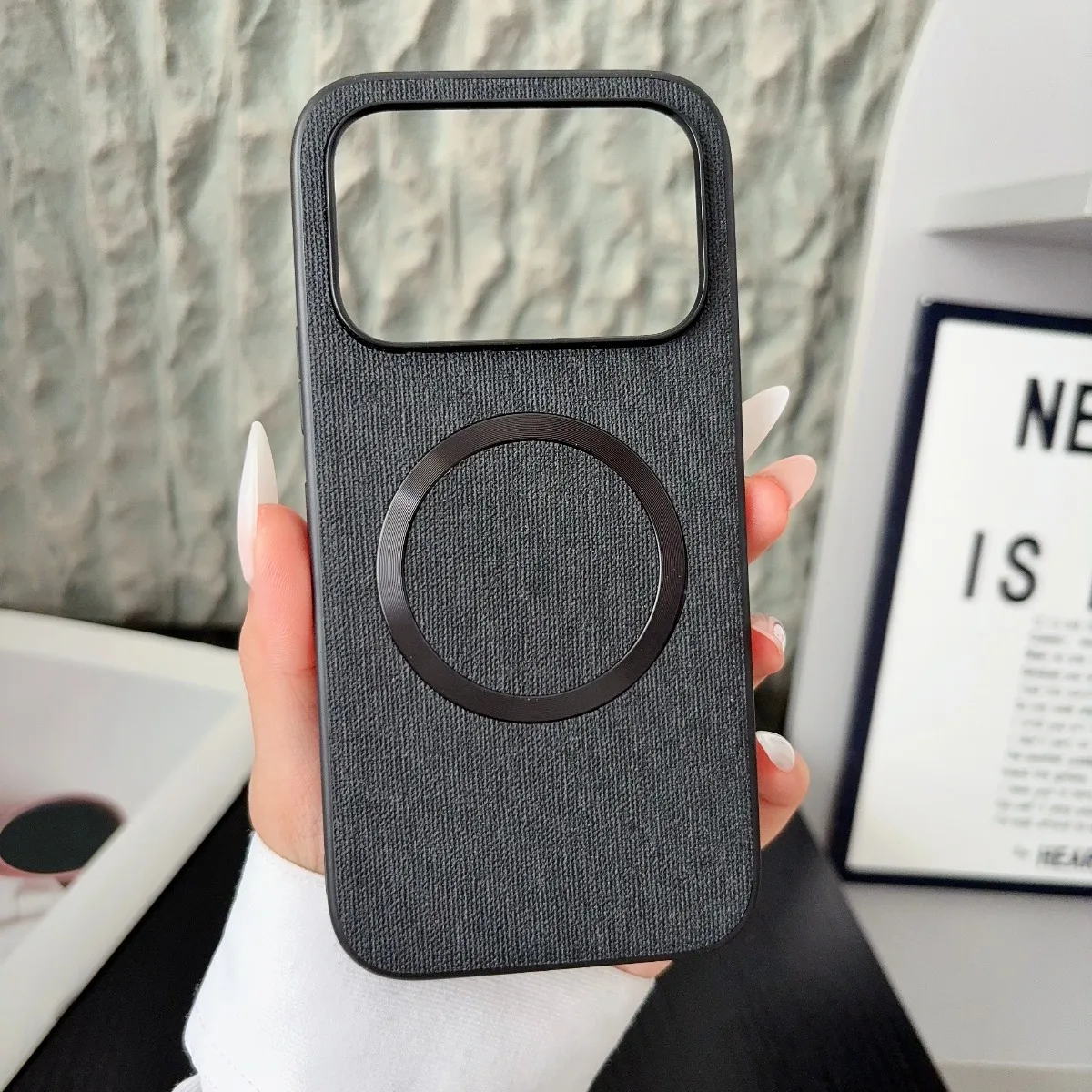 Luxury Magnetic Cloth Pattern Leather Phone Case - Shockproof Protection Cover