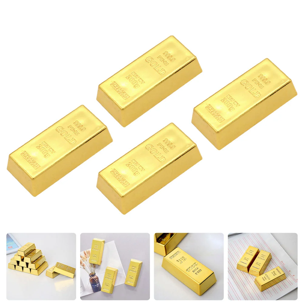 

Plastic Fake Gold Bullion Bar Paper Weight Door Stop inch Prop Game Fancy Party Table Decor for Childen Kids Toy Gift