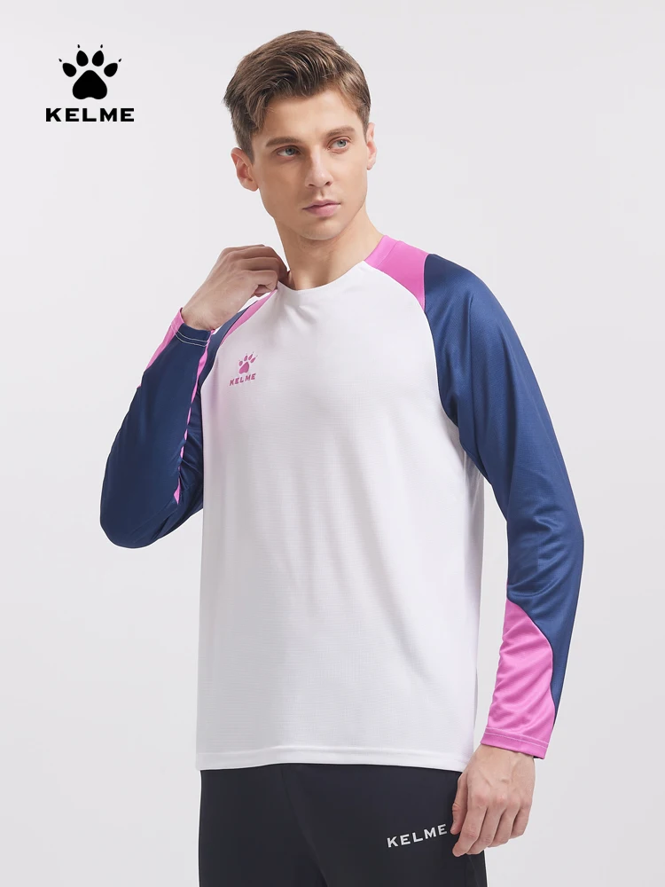 Kelme Long Sleeved Football Shirt Sports T-shirt Men's Training Running Quick Drying Top Breathable Running Basketball Shirt