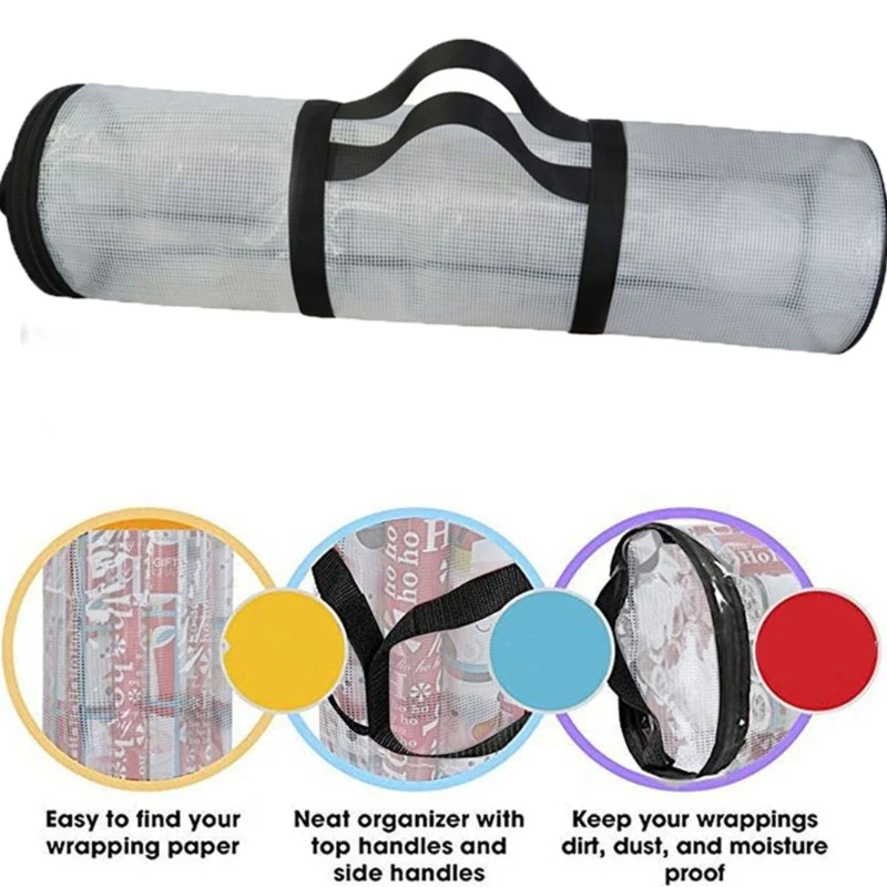 

Christmas Cylinder Gift Wrap Storage Clear Bag Wrapping Paper