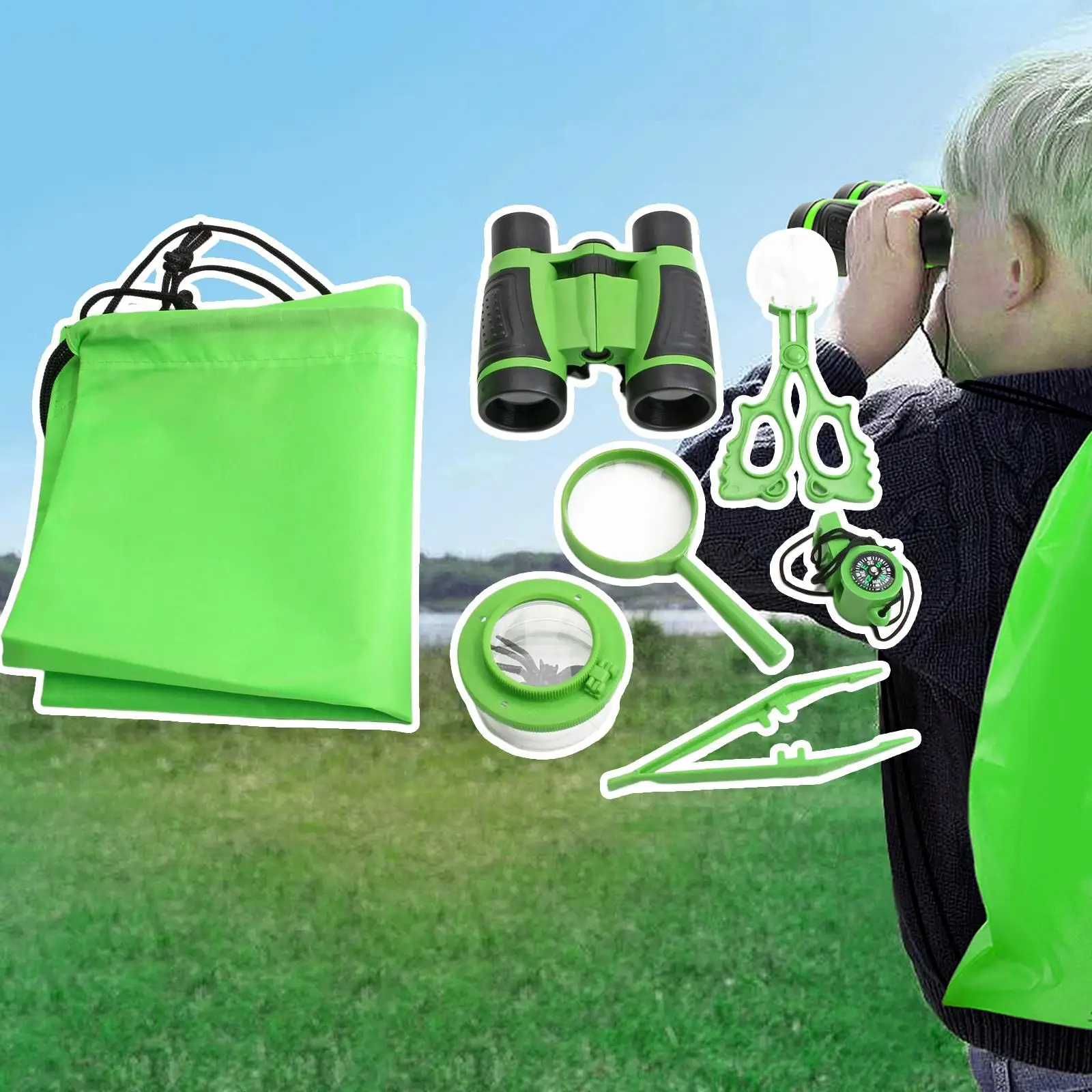 7 Pieces Nature Exploration Kits Backpack for Backyard Kids Camping Gear Hiking Outdoor Activities Ages 3 4 5 6 7 8 Years Old 3