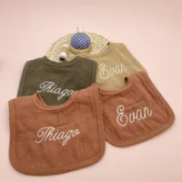Personalized Baby Bib Infant Baby Cotton Gauze Muslin Burp Cloth Newborn Baby Food Bib Girl Bibs Boy Custom Baby Bib Name Gift 3