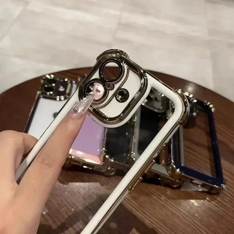 Luxury Plating Transparent Protective Phone Case - All-Inclusive Anti-Fall Design