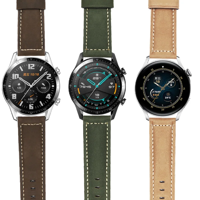 

Genuine Leather Watch Band for Huawei GT3 Watch3 Gt2pro Belt Porsche GT2 Smart Glory Magic 46mm Men's Women's Fashion 22mm