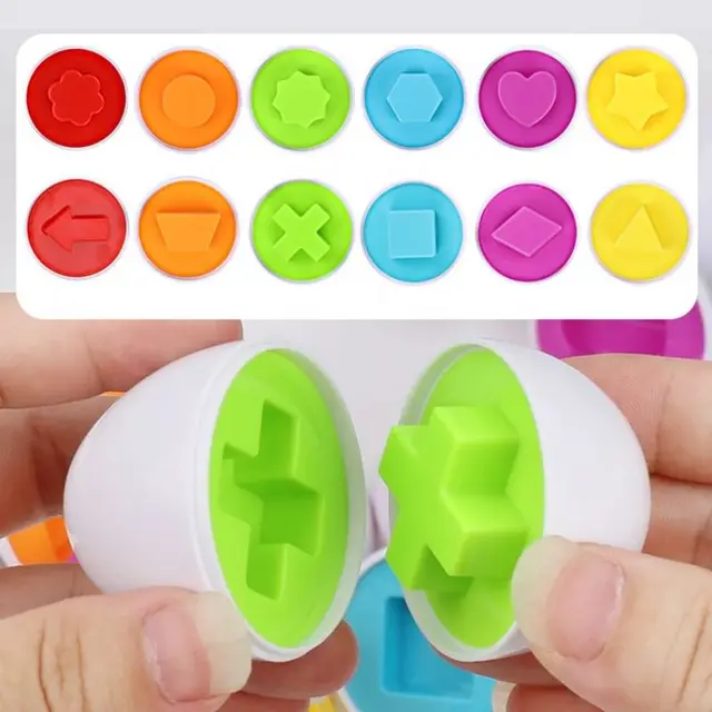 12PCS Montessori Learning Education Math Toys Smart Eggs Kids Mixed Shape Matching 3D Puzzle Game For Children Educational Toys 4