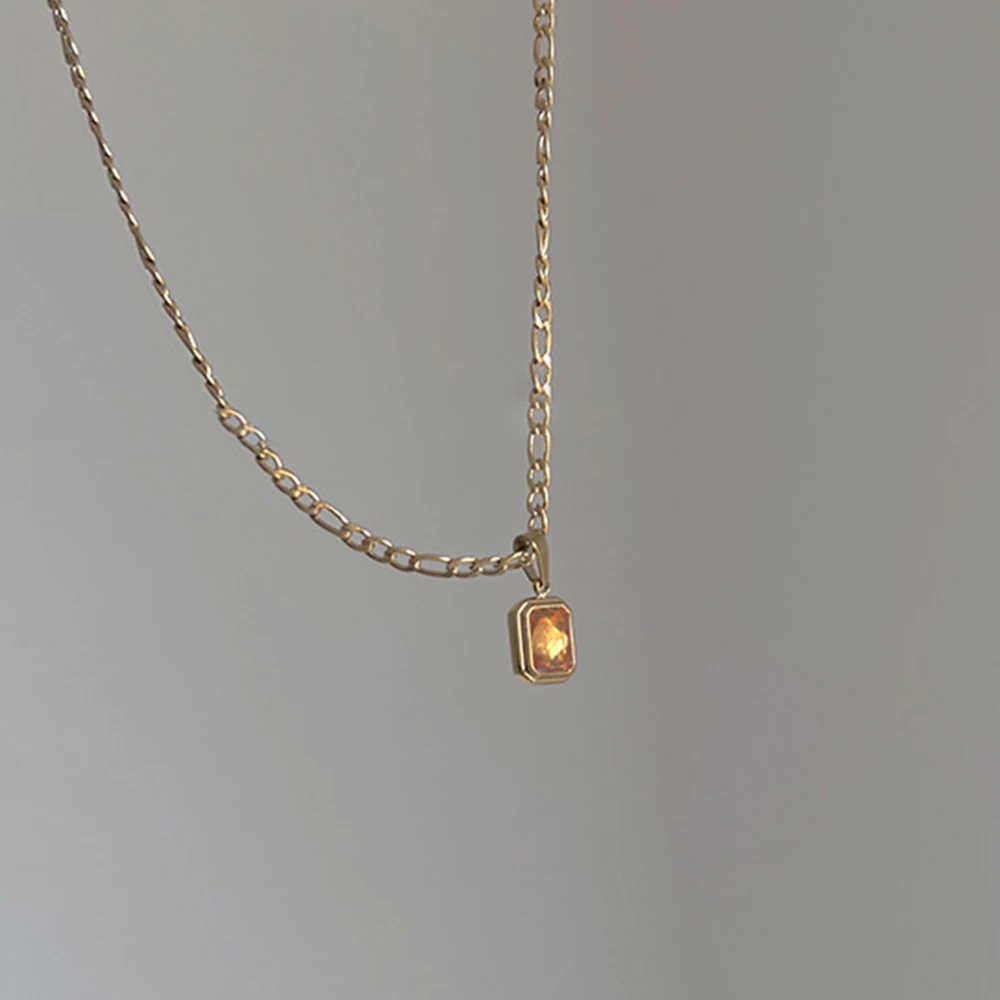 

Серебряное ожерелье WPB S925 пробы, циркониевая прямоугольная желтая Бриллиантовая стандартная цепочка, роскошная Подарочная бижутерия