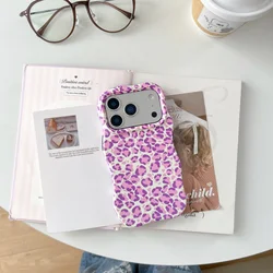 Leopard Print Wave Edge Shockproof Phone Case - Stylish and Durable Hard Cover - iPhone 15 (Pink)