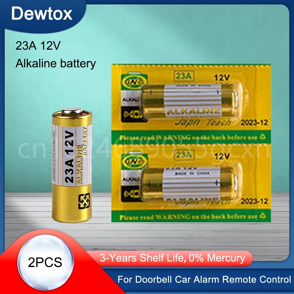 2 Pz 23A 12V Batteria Alcalina A Secco 23Ae 21/23 A23 23Ga Mn21 Per Campanello, Allarme Auto, Walkman, Telecomando Auto Ecc