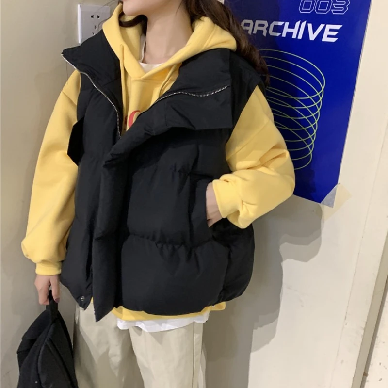 Casual Sleeveless Women Vests Jackets Autumn Winter Women Fashion Stand Collar Elegant Coats Loose Zipper Warm Padded Outerwear - Image 2