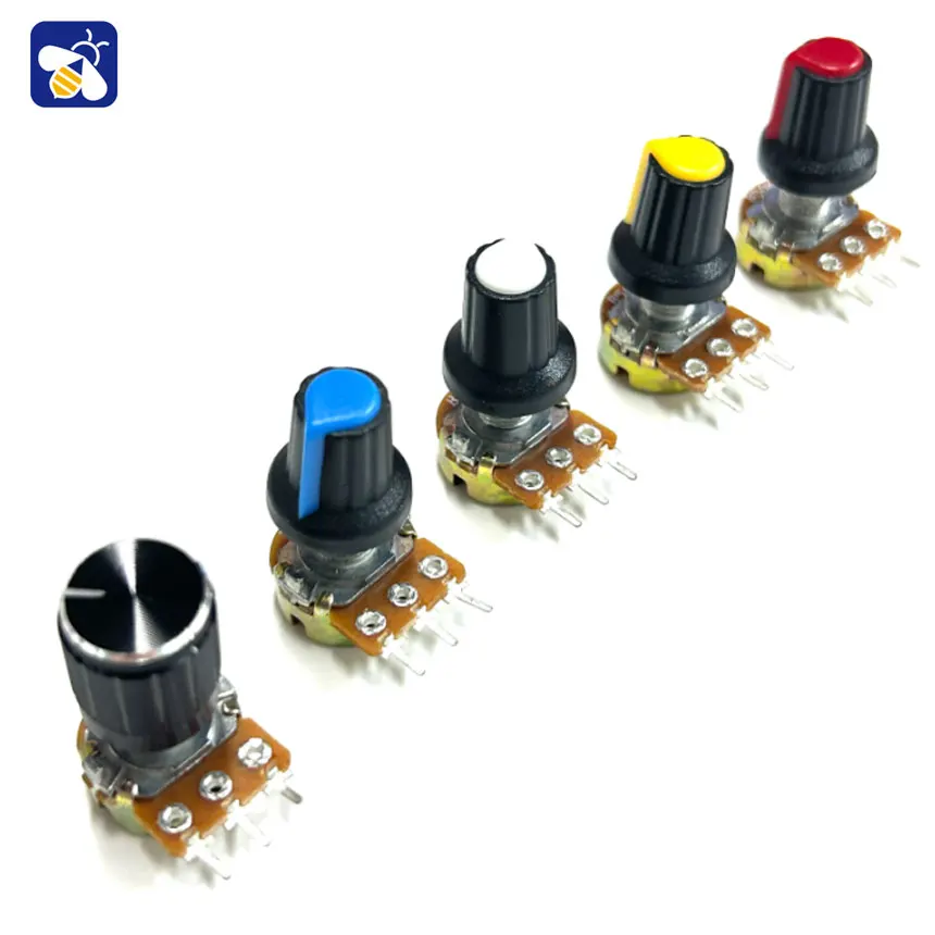 40PCS Potentiometers WH148 Single Kit Box 15MM potenciometro switch potentiometer knob Variable Resistors B5K 10K 20K 50K 100K