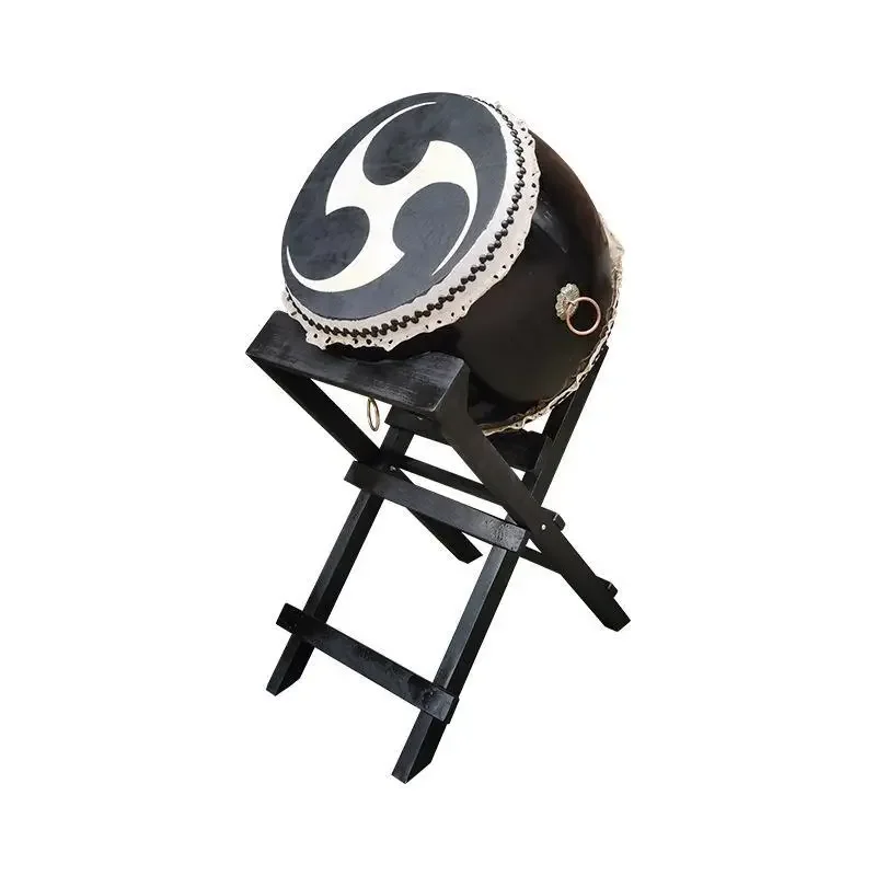 Japanese Taiko Wooden Drum with Stands Cow Leather Drum Japanese Taiji with Drumsticks Percussion Instrument