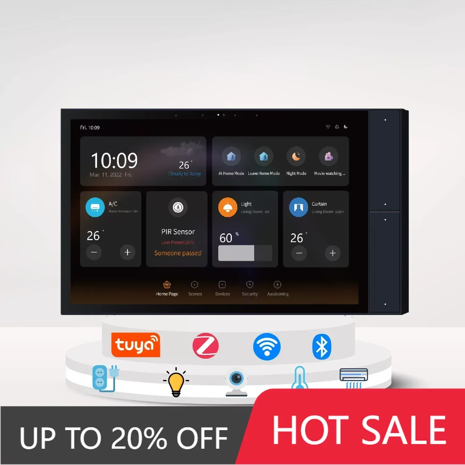 

Tuya Smart Home Control Panel 10'' Switch Panel In-Wall Touchscreen Control for Various Tuya Smart Appliances