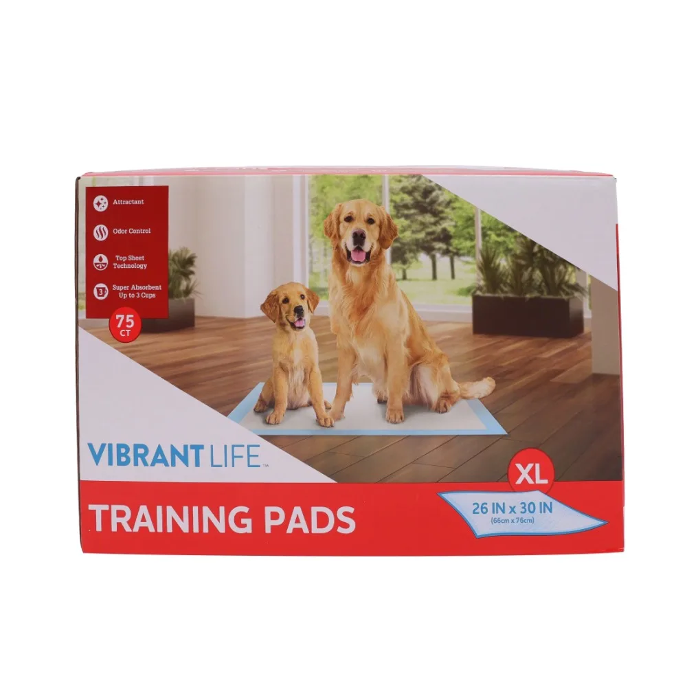 

Vibrant Life Training Pads, Dog & Puppy Pads,XL, 26 in x 30 in,75 Count