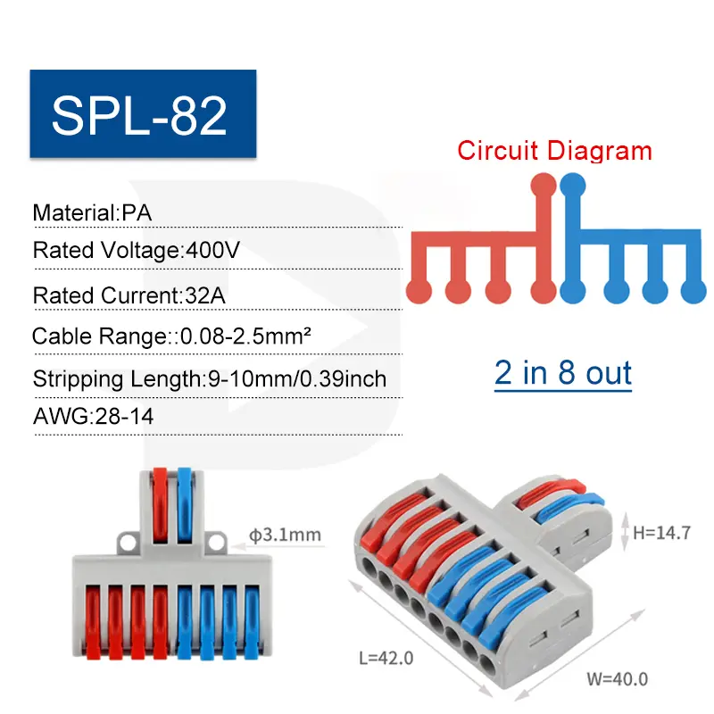 5PCS Fast Wire Connector Push-in Electrical Terminal Block Universal Splicing Wiring Cable Connectors For Cable Connection SPL ﻿ - Image 10