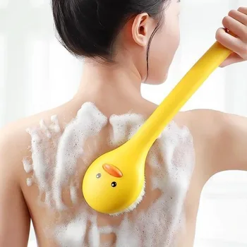 1pcs Long Handle Silicone Bath Brush, Soft Bristle Exfoliating Back Scrubber, Durable Easy Clean Home Shower Tool, Hygienic Material, Spa Essential 1