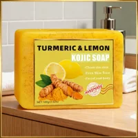 Savon au curcuma pour le visage, anti-acné, éclaircissant, éliminant les boutons, savon artisanal au gingembre, cadeau, 1/2 pièces 1