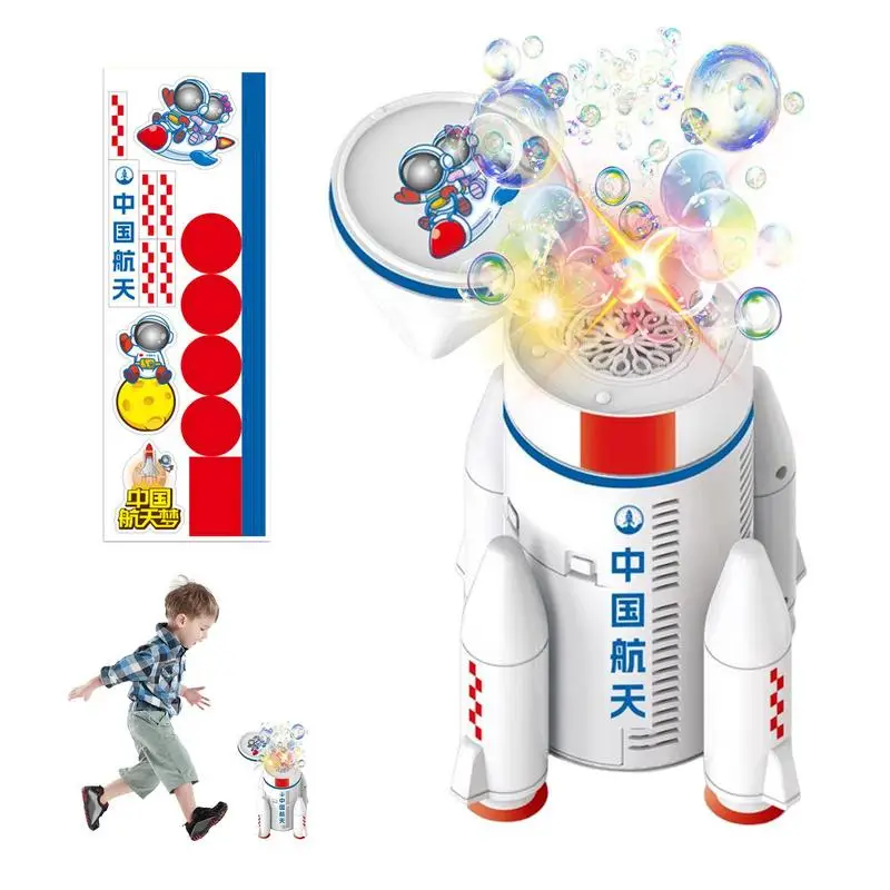 

Space Rocket Bubble Machine Bubble Maker With Lights & Music Automatic Bubble Blower Toys Battery-Operated Space Rocket Bubble