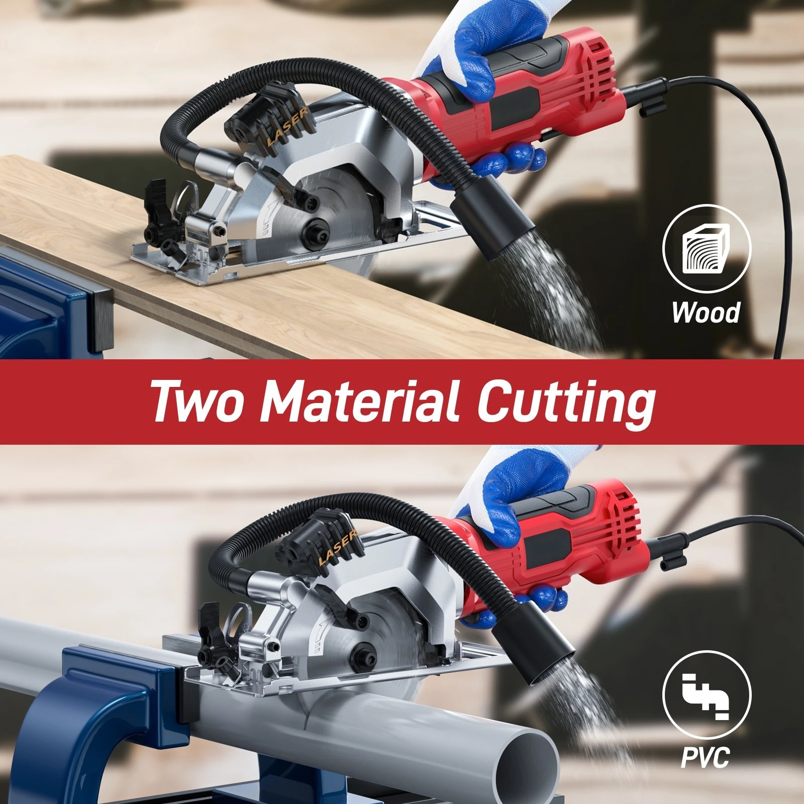 ALLSOME 600W Electric Circular Saw Wood Cutter With Straight Bevel Laser  Multifunctional Hand-Held Electric Saw