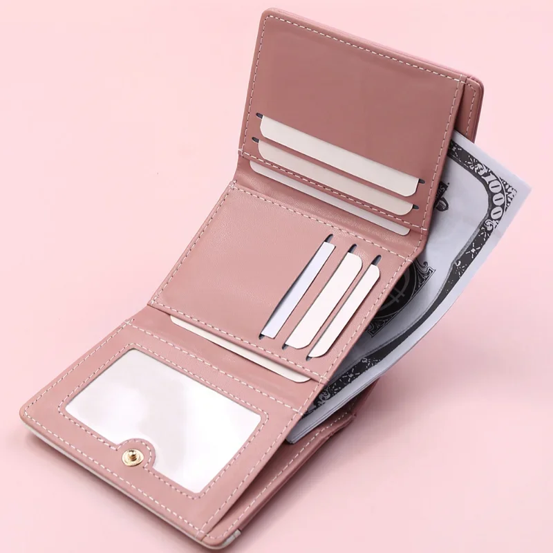 Chikage Female Student Short Wallet Personality Penguin Splicing Color Three Fold Coin Purse Fashion Trend Multi-card Card Bag