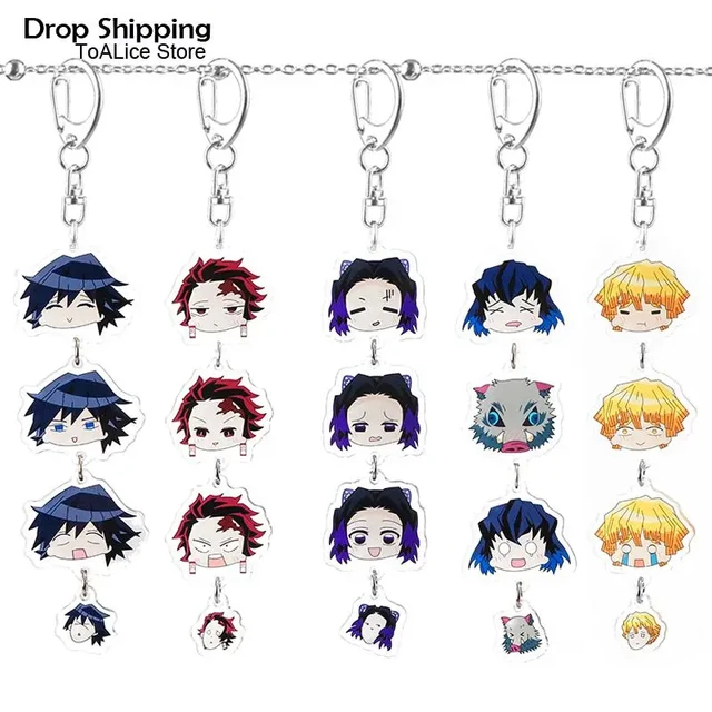 Anime Demon Slayer Set of 5 Acrylic Keychain Key Chain Bulk Keychain Charms  Wholesale Price