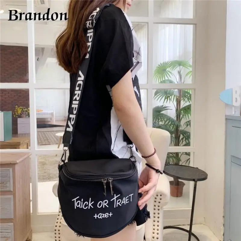

New women's bag Korean version double pull head single shoulder crossbody bag casual bag wide shoulder strap saddle bag
