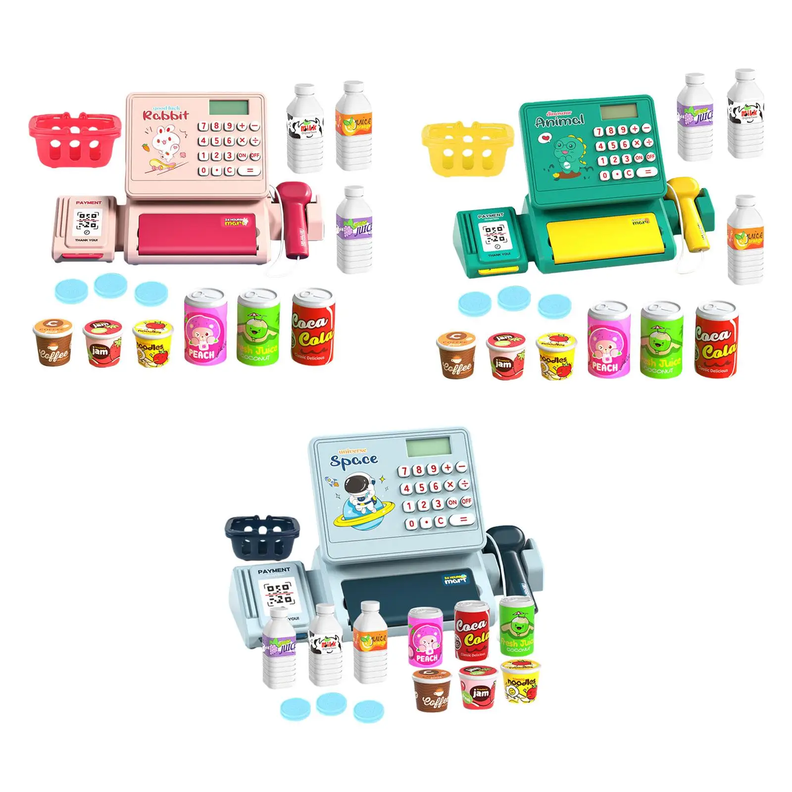 Pretend Play Calculator Cash Register Kids Toy till Cash Register with Scanner for Kids Toddlers Girls Boys Baby Birthday Gifts