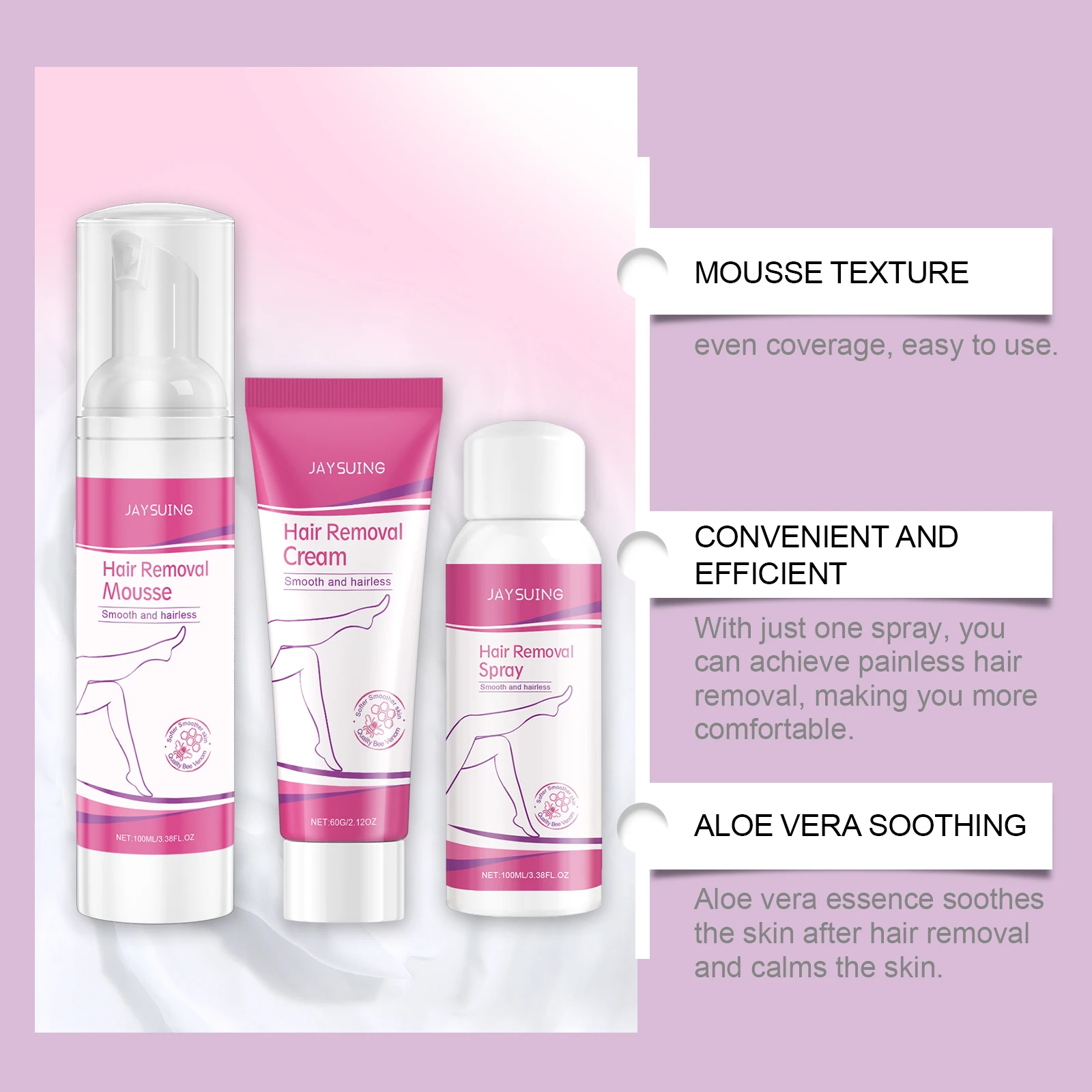 Powerful Hair Identifier Spray for Face Shaving Hair Removal Cream Bee Venom Hair Growth Inhibitor Moisturizing Depilatory Foam 3