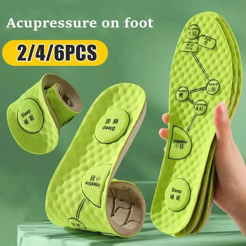 Sport Insoles 2/4/6Pcs New Medical Men Women Acupressure on Foot Insoles Sport Shoes Insole for Breathable Deodorant Comfort Running Shoe Sole