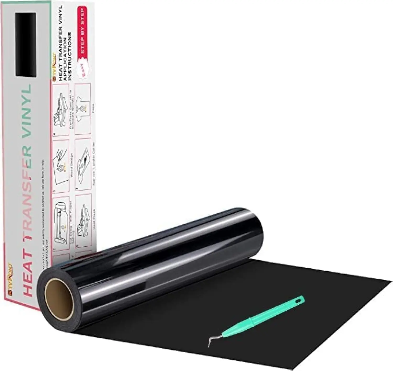 HTVRONT Wärmeübertragungsvinyl Weiß/Schwarz HTV-Rollen 12' X 20ft Bügelvinyl für Alle Schneidemaschinen für Silhouette Cameo – Detail 1