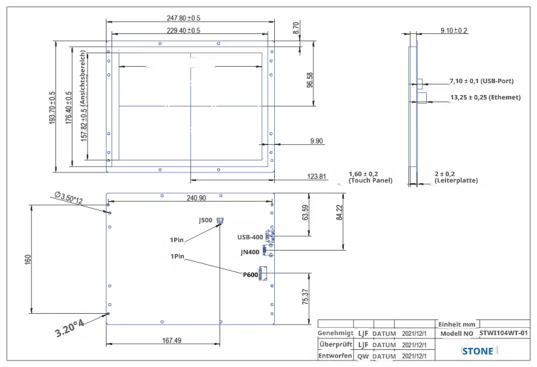 STONE I 3,5 bis 10,4 Zoll Smart HMI TFT LCD mit Resistivem Touchscreen für RS422-Verbindung mit Esp32 S3 C3 C6 Cam – Detail 13