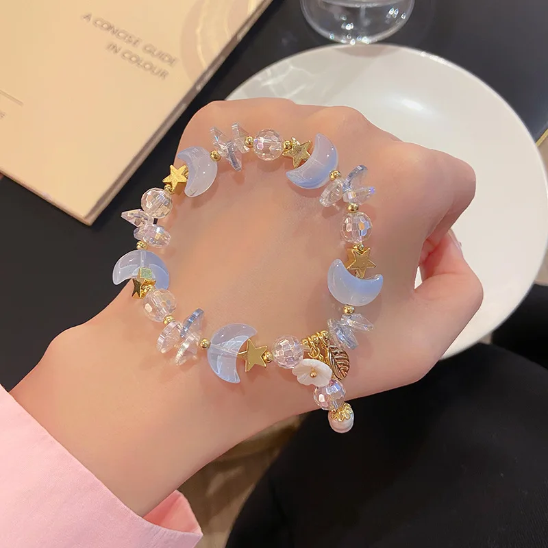 

Sweet Girl Glazed Moon Crystal String Hand Jewelry