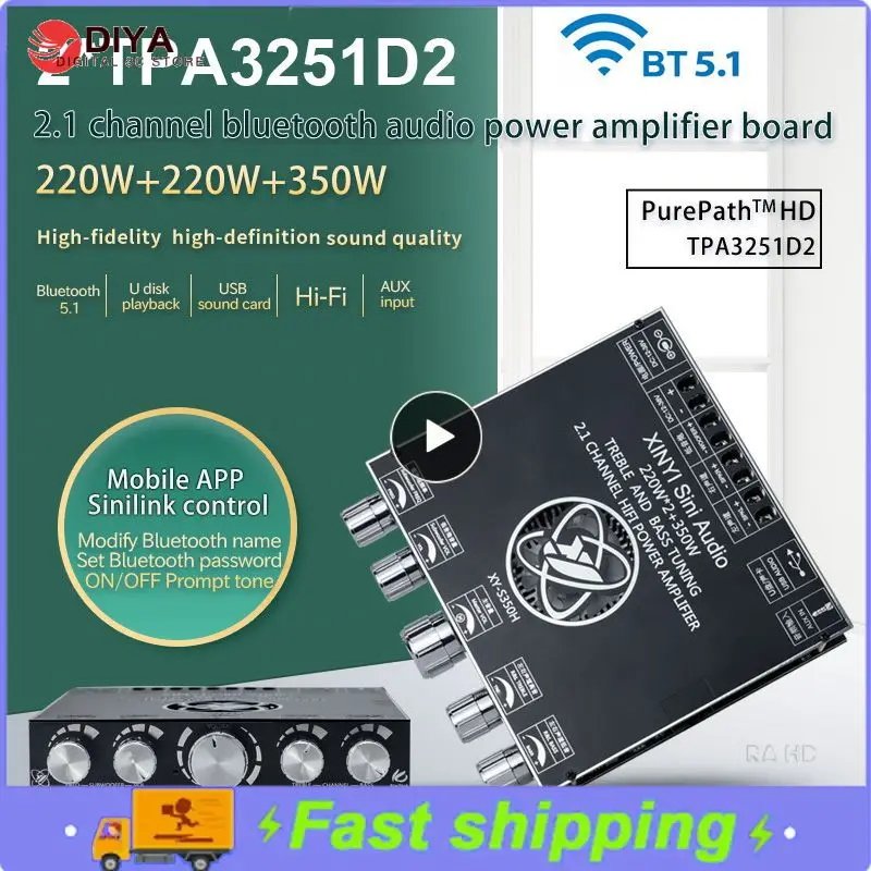 

5.0 2.1 Channel Power Audio Stereo Subwoofer Amplifier Board 220WX2+350W TREBLE Bass note tuning AMP S350H