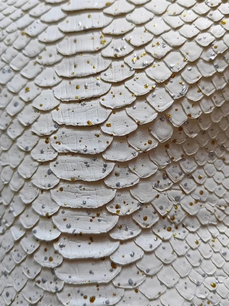 New Golden Silver Printed Real Python Skin Material DIY Wallet Accessory Genuine Leather Fabric Piece Leather Craft