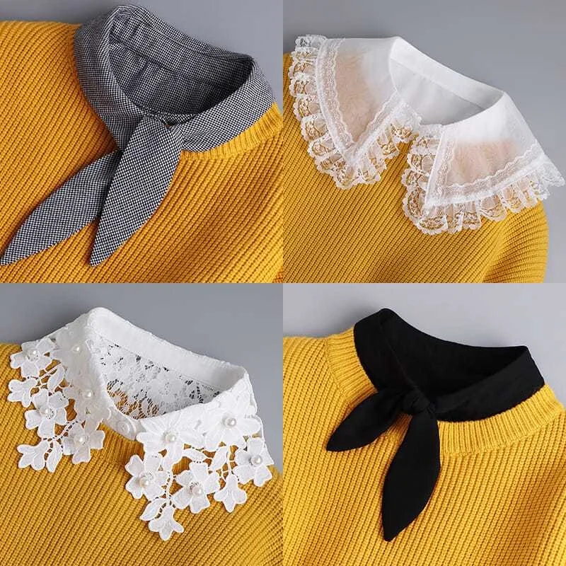 

False Collar Women Versatile Autumn Winter Sweater Adornment with Temperament White Shirt