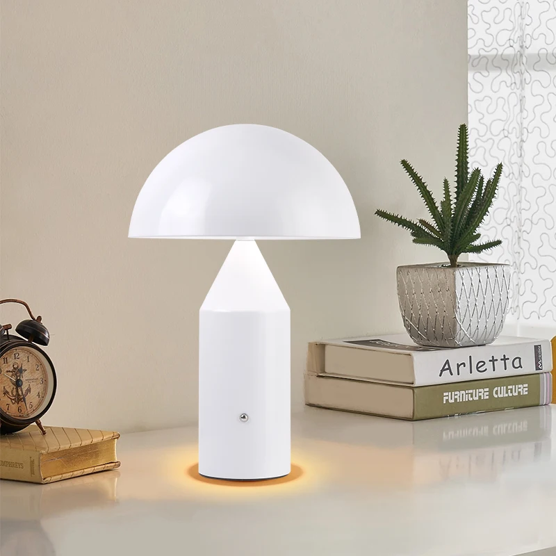 버섯 모양 LED 데스크 램프 3색 조절 터치식 USB 충전식 침실 무드등 거실 조명 홈데코 조명