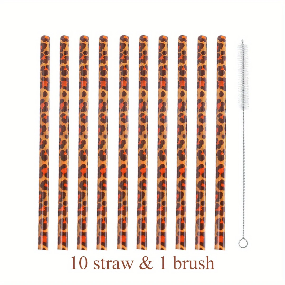 Leopard Print Reusable Straw Set with Cleaning Brush - Ideal for Parties and Gatherings