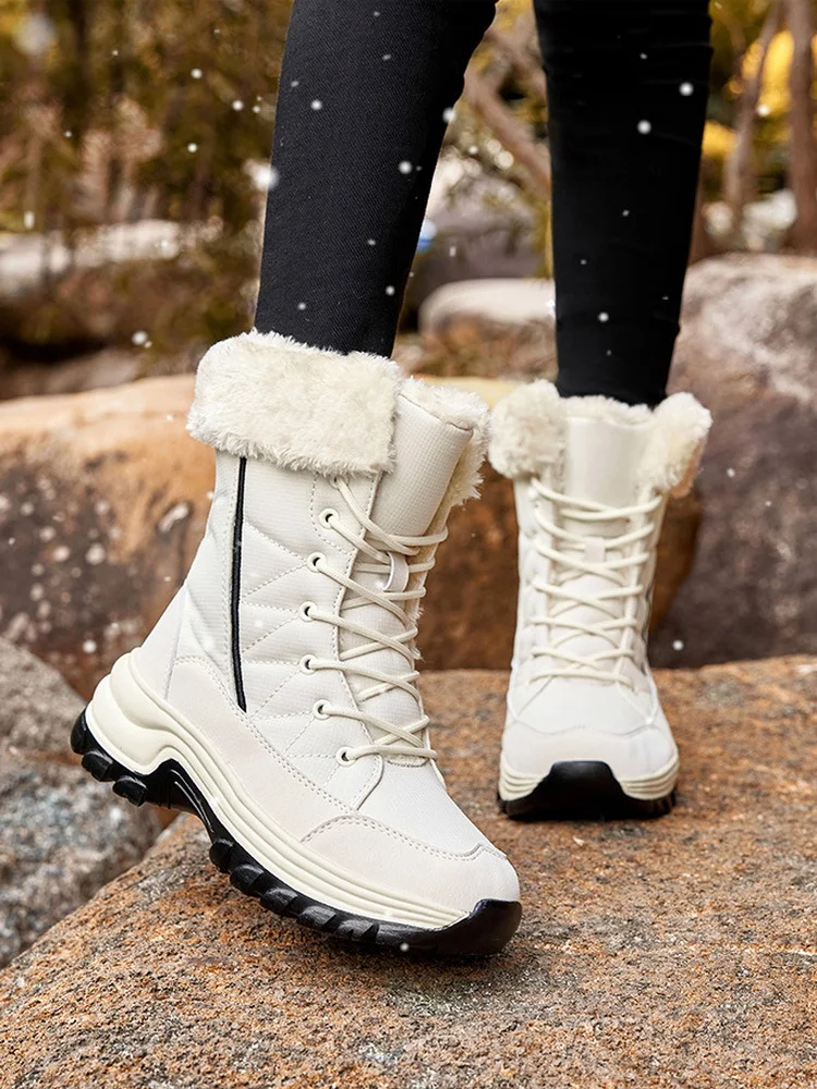 Waterproof Women & Girls Snow Boots Cold Resistance -30℃ Outdoor Female Winter High Shoes Sports Casual Size 36-42