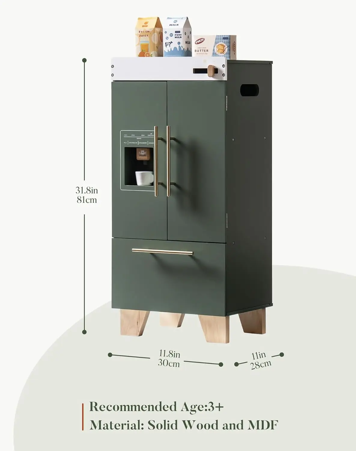 Play Kitchen Set Wooden Toy Fridge Wooden Refrigerator Toy Freezer