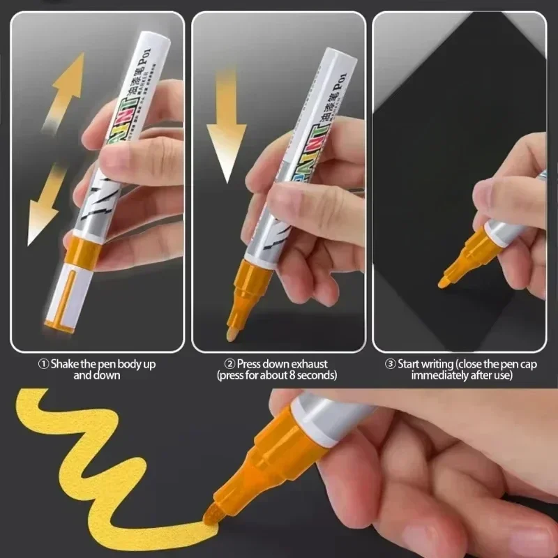 Waterproof Car Paint Scratch Repair Brush Pen Automotive Black White Silver Red-Tire Tread Care Water Marker Pen