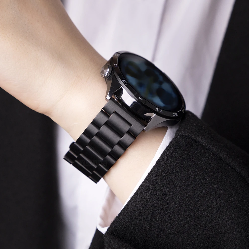 Sleek Solid Stainless Steel Smartwatch Strap - 20/22mm Bracelet Band