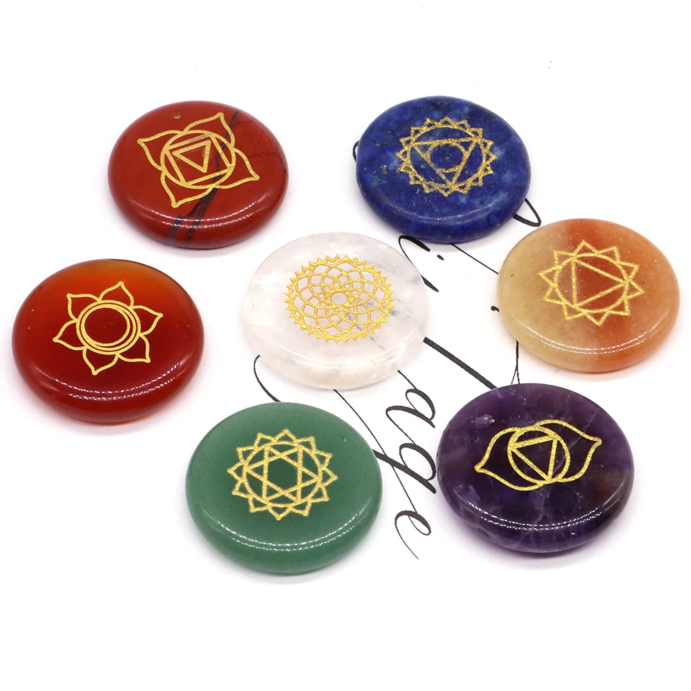 

7Pcs Seven Chakras Natural Crystal Amethyst Red Agate Lapis Lazuli Clear Quartz Healing Rune Spirit Reiki Energy Stone Yoga Aura