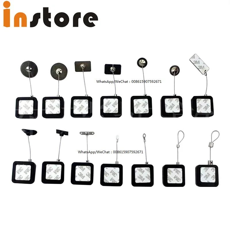 50 Peces High Quality Anti Theft Recoiler Security Pull Box With 1.5 Meter Long Security Cable
